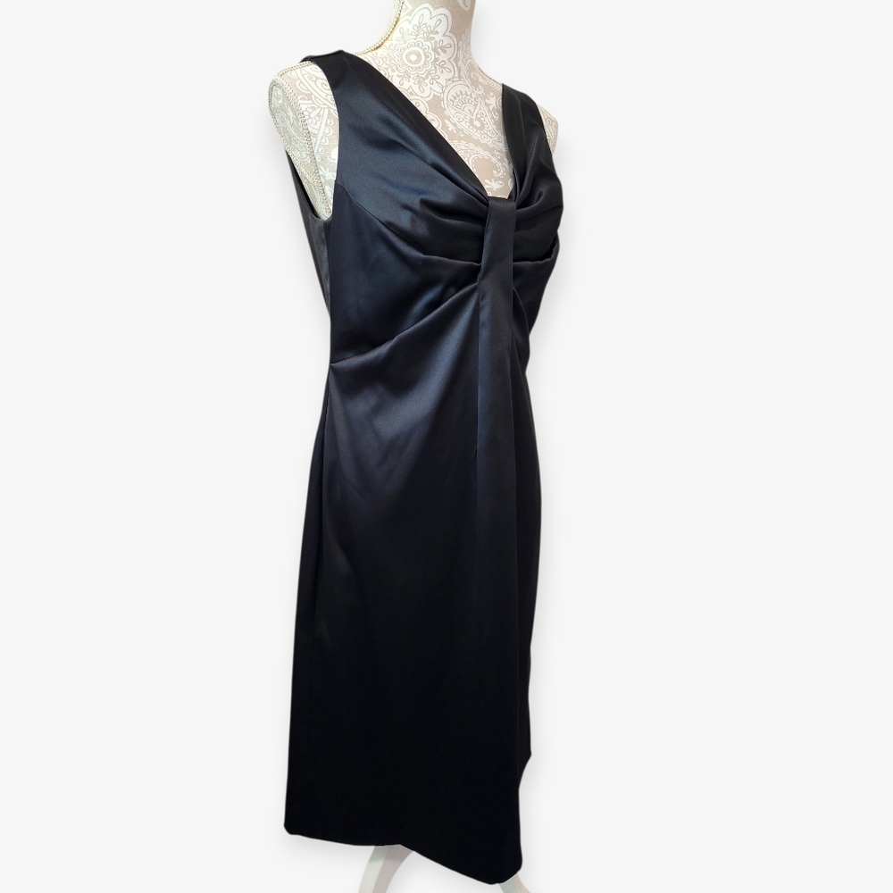 Spense Black Satin Cocktail Dress Size 12